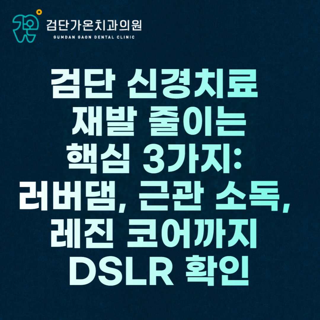 검단 신경치료 재발 줄이는 핵심 3가지: 러버댐, 근관 소독, 레진 코어까지 DSLR 확인